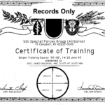 A certificate of training for an army officer.